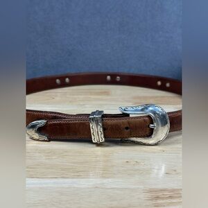 90s Vintage Western Leather Belt • Horseshoe Buckle • Ranger Style • Size 42